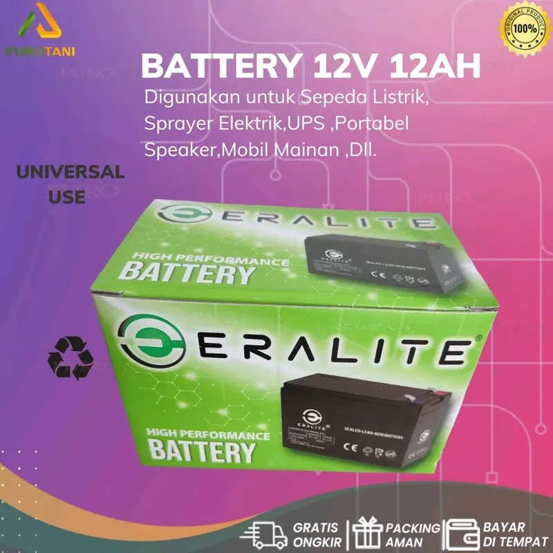 Batrai Aki Kering 12 Volt 12 AH Battery Kering Sepeda Listrik 12V-12AH 1