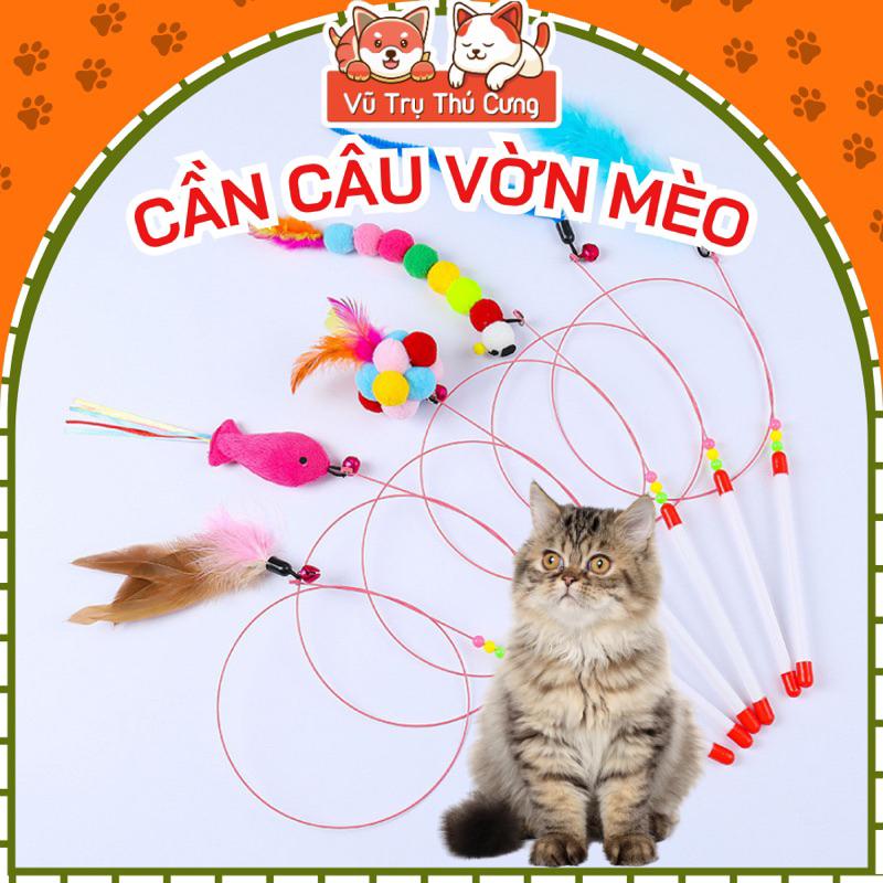 Đồ Chơi Cần Câu Vờn Mèo Tương Tác Lông Vũ 0