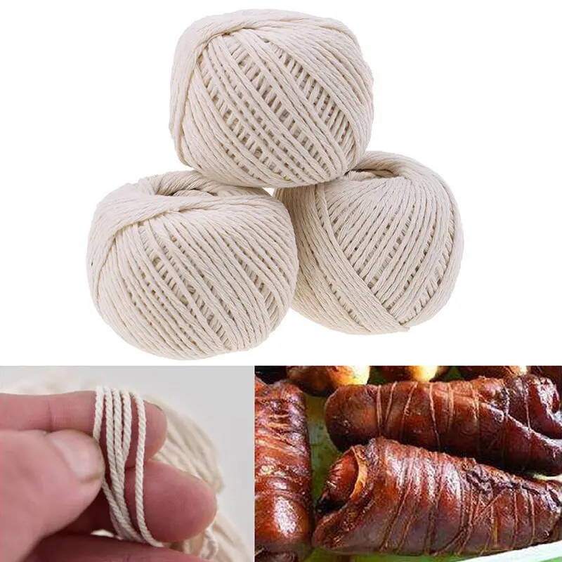1 Roll 229 feet Butcher's Cotton Twine Meat Trussing Turkey Barbecue Strings Rope Cotton Meat Net Ham Sausage Net Butcher's String Sausage Net