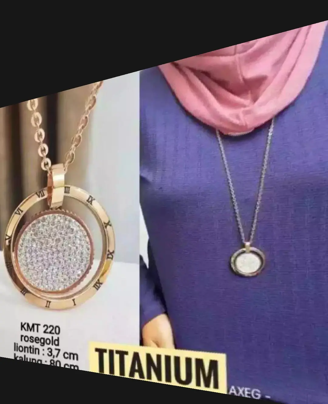 KALUNG HIJAB  Bahan Titanium 80 cm - [ BISA COD ] Aksesoris Elegan Liontin Rantai
