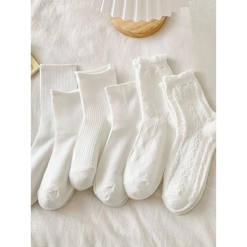 Set 10 Đôi Tất Nữ Cao Cổ Trắng Phong Cách Vintage Tiểu Thư Siêu Hot 7