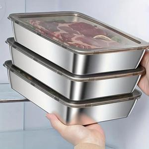 Stainless Steel Food Storage Box, 3 Counts Food Storage Container with Lid, Food Storage Box for Home Kitchen, Kitchen Storage & Organization, Utensils