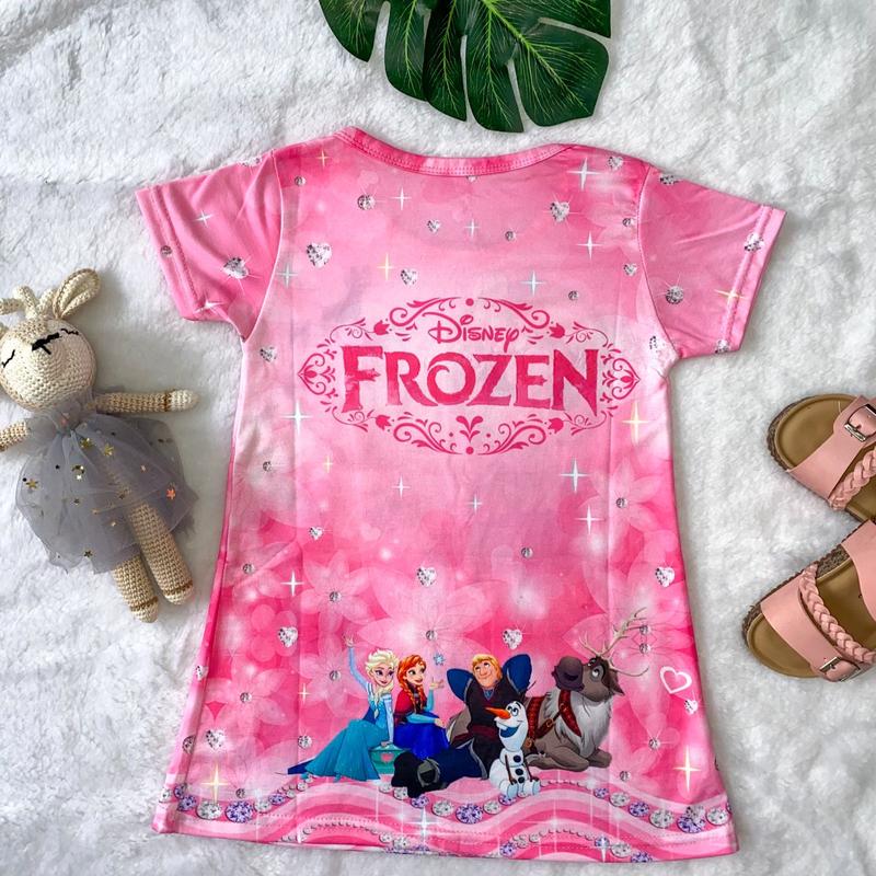 Dress anak printing daster anak perempuan motif elsa 2