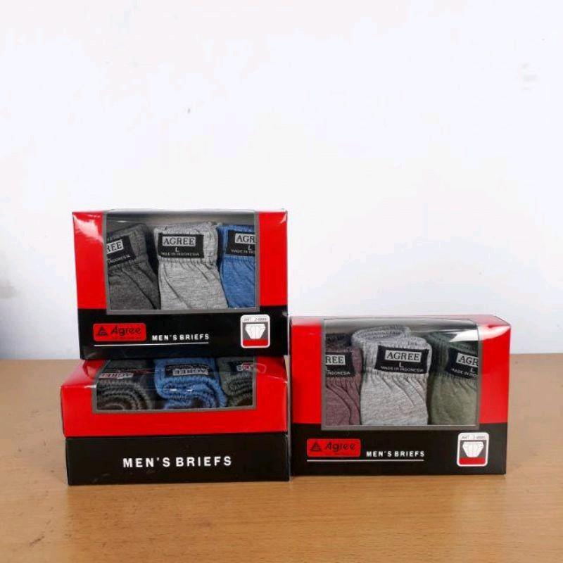 (3Pcs)Celana Dalam Pria Agree Man Katun nyaman boxer Dewasa Cowok Karet Pendek 2