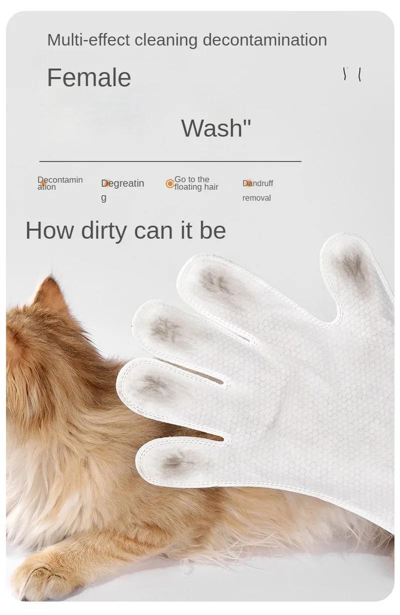 Product Introduction of Pet Disposable Gloves  Cat and Dog Wet Wipes  Special Bath-free Dry Cleaning Artifact Cleaning Supplies Deodorizing Wet Wipes cat  bath 10