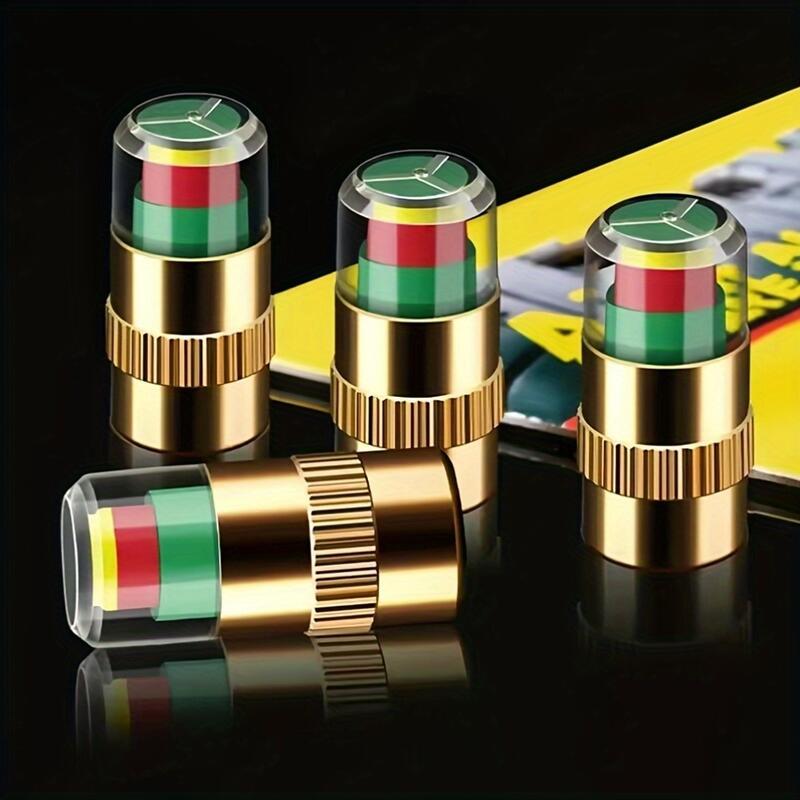 Product Introduction of Copper Tire Pressure Indicator Cap Sensor - Monitoring External Vae Detection for Cars, Trucks & Bikes, Colorful Green, Yellow, Orange, Red, Roadside Assistance Easy Read Display  Visual Alert System 0