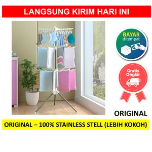 Jemuran Menara Lipat Tempat Jemuran Baju Model Menara 3 Susun Tempat Jemuran Gantungan Bayi Jepitan Baju Pakaian Bayi