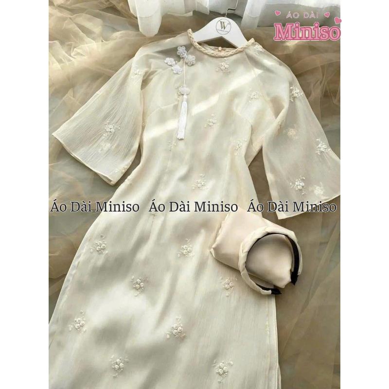 Tk301 - Đủ màu áo dài cách tân tơ thêu 4 tà tết cổ