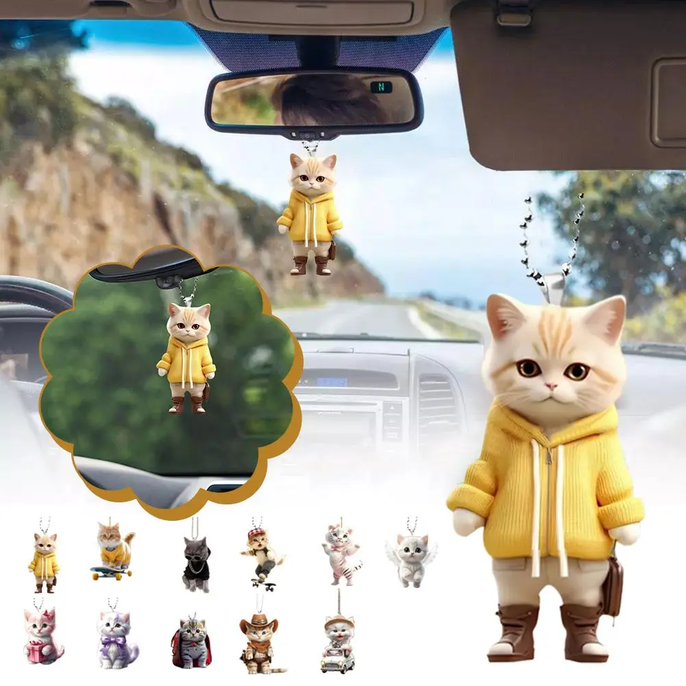 Acrylic Plane Personalized Creative Cat Decorative Pendant Car Rearview Mirror Key Decorative Pendant