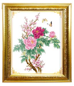 กรอบรูป ดอกโบตั๋น / เสริมฮวงจุ้ย / ตกแต่งบ้าน / ของขวัญ / กรอบมงคล / งานมงคล /กรอบขนาด 25.0*30.0 เซนติเมตร