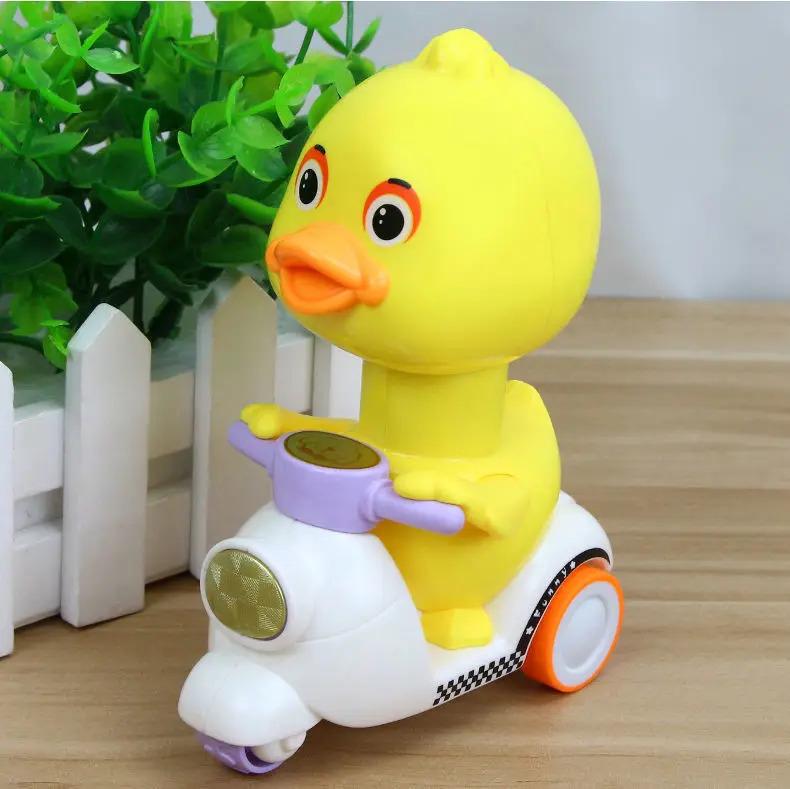 Product Introduction of Manual Pressing Head Free Rotation Cute Duck Press Car Motorcycle Anti-collision And Anti Drop Baby Toys Mini Car For Kids enabot  robot 13