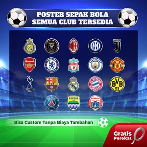Poster Dinding Sepak Bola Terlengkap Ronaldo Messi Club Liga Inggris La Liga