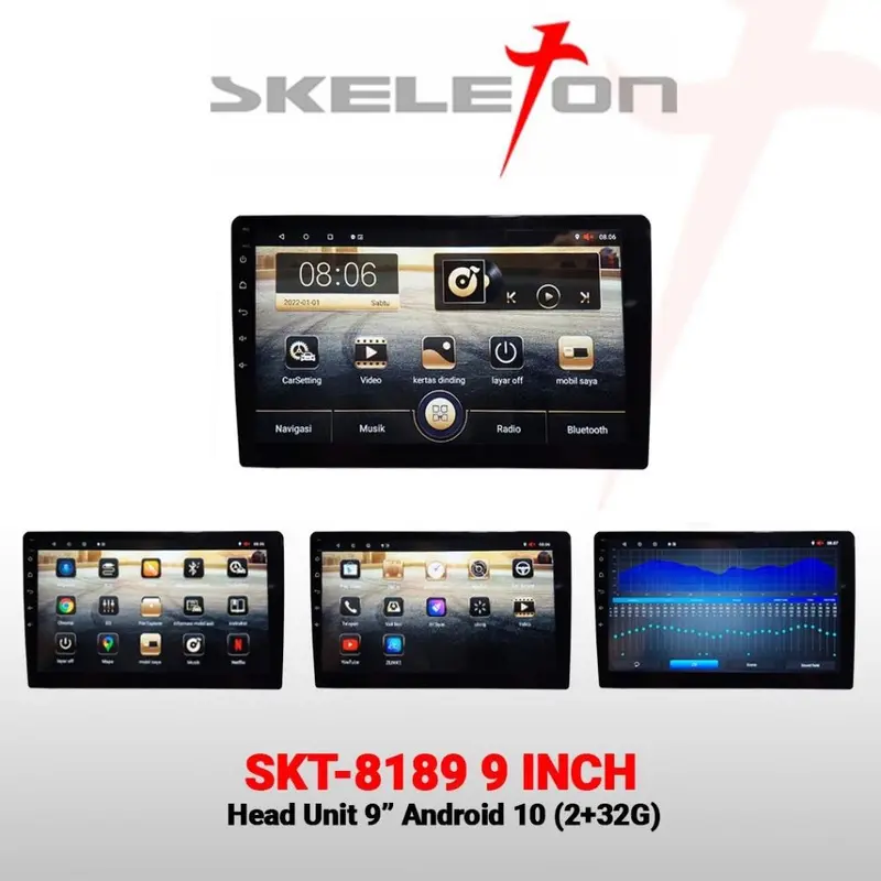 Carplay Ram 4+64 GB Head Unit Android Car Play Skeleton Bluetooth Wifi 2