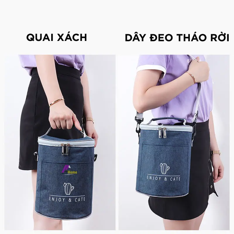 Túi đựng hộp cơm giữ nhiệt hình trụ, đựng hộp cơm cắm điện, chống sốc, chống thấm nước 1