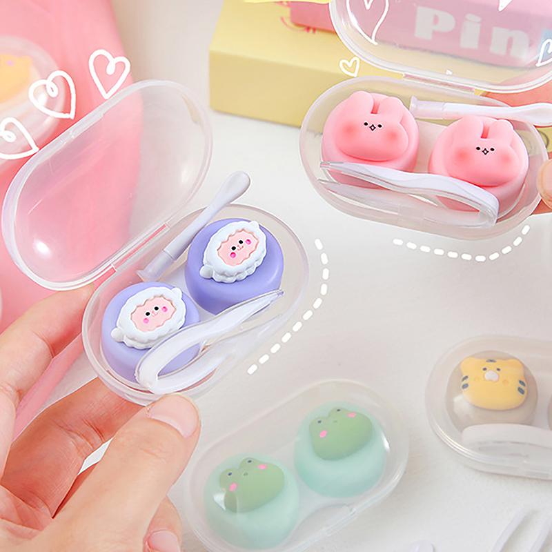 Product Introduction of Cartoon Animal Contact Lens Case Companion Box Cute Student Myopia Mini Contact Eye Portable Compact Storage Box Care Box 17