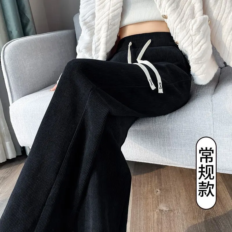 Quần Ống Rộng, Lót Lông Cừu, Dày Dặn, Quần Cashmere Mùa Thu Và Mùa Đông Cho Nữ, Hàng Mới Về, Quần Thường Ngày Ống Đứng Lông Cừu Dáng Rộng 2