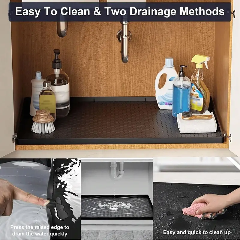 Silicone Sink Bottom Mat, 1 Count Kitchen Sink Waterproof Sink Mat, Cabinet Sink Protector for Home Kitchen Dining Room Bathroom 3