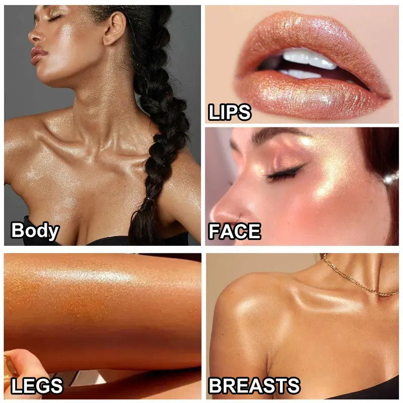 Body Glitter Oil, 1 Box Long-lasting Illuminating Body Oil, Moisturizing Body Makeup, Multifunctional Body Makeup for Party, Festival, Daily Use, Cosmetic 6