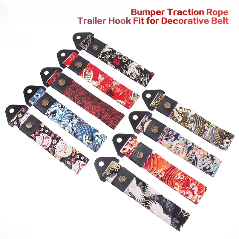 JDM Tow Strap Universal Racing Katana Car Tow Strap Japanese Style Bumper Traction Rope Ropes Trailer Hook Decorative Towing Belt