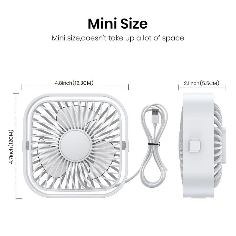 USB Powered Desk Fan, 360° Adjustable Angle Mini Fan, Portable 3 Wind Speeds Desktop Fan, Adjustment Table Fan For Home Office Car 7