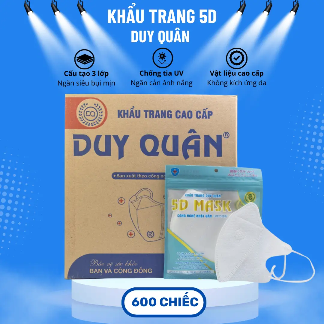 [Túi Zip] 600 Chiếc Khẩu Trang 5D Duy Quân, Kháng Khuẩn Lọc Bụi Mịn Chống Tia Uv Phụ Kiện Che Mặt
