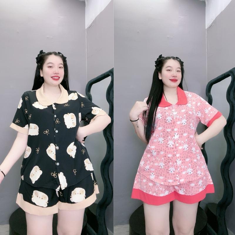 Bộ Đồ Pyjama Béo Tròn Bigsize Nữ Họa Tiết,Bộ Đồ Ngủ Big Size Chất Liệu Lụa Mặc Mát Thoải Mái Phong Cách Đơn Giãn Tẻ Trung Xinh Xắn SET49