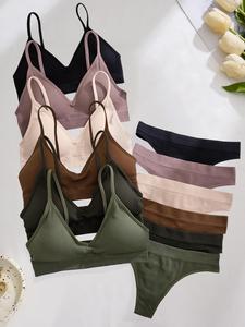 Conjunto de sujetador y braguitas sin costuras para mujer, conjunto de sujetador y braguitas suaves, cómodas y transpirables, conjunto de lencería para mujer