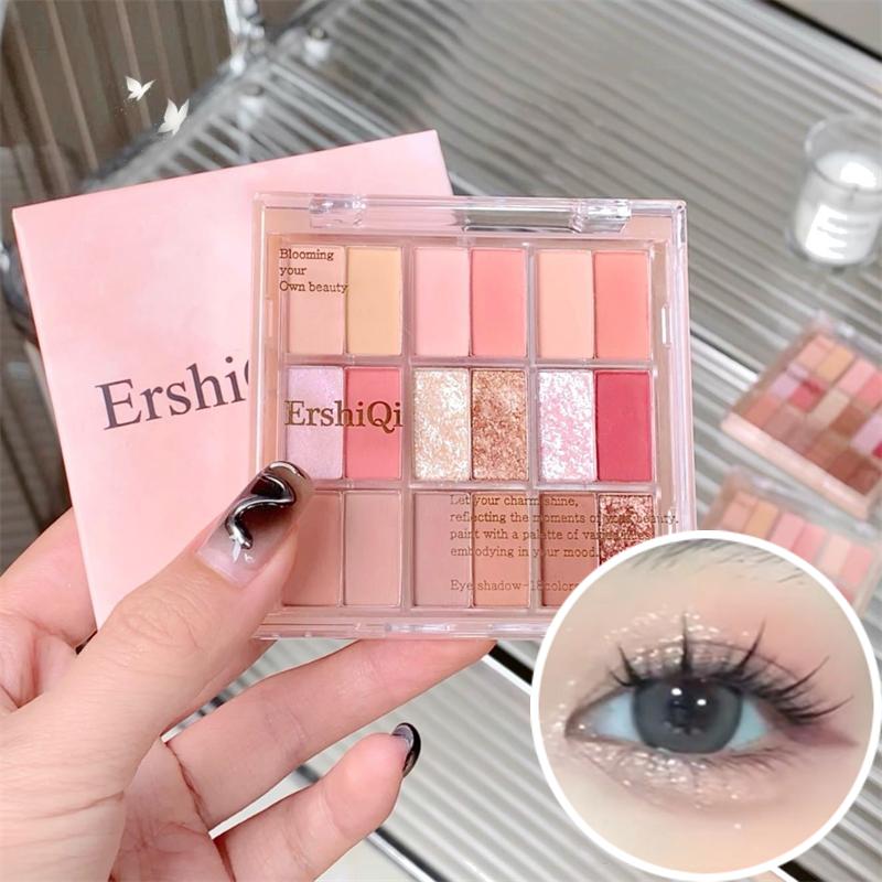 Product Introduction of 18 Color Eyeshadow Palette Glitter Pearly Eyeshadow Palette Long Lasting Korean Charming Eye MakeUp Palette Cosmetics for Women Powder Silky Cocoa 19
