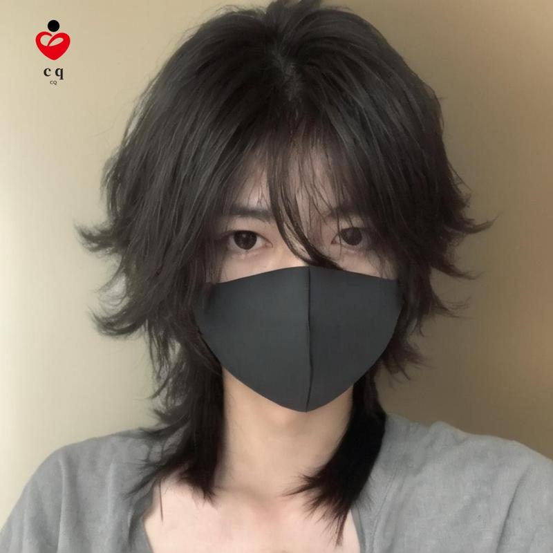 Fesyen ekor serigala rambut lurus pendek lelaki Jepun kacak kepala ...