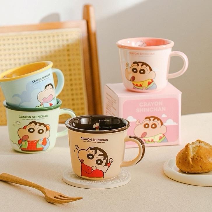 [TẶNG THÌA] Cốc gốm sứ hình hoạt hình cậu bé Shin bút chì, Shinchan, CuShin nhiều màu dễ thương 300ml