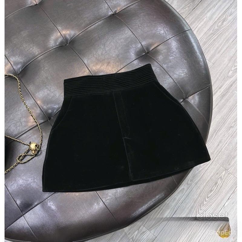 Chân Váy Nhung Cạp Viền Chỉ Bigsize 40-80kg Dáng A Xoè Phồng Lưng Cao Tôn Dáng