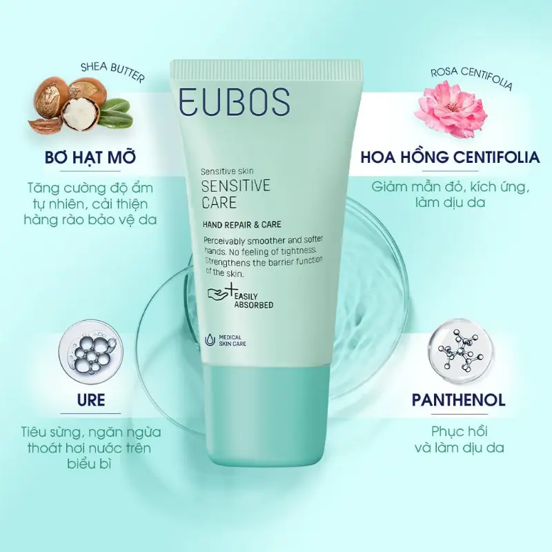Kem Dưỡng Da Tay EUBOS Giúp Mềm Mịn, Dưỡng Ẩm Chuyên Sâu 24h An Toàn Cho Da Nhạy Cảm Làm Đẹp Da Nữ 6