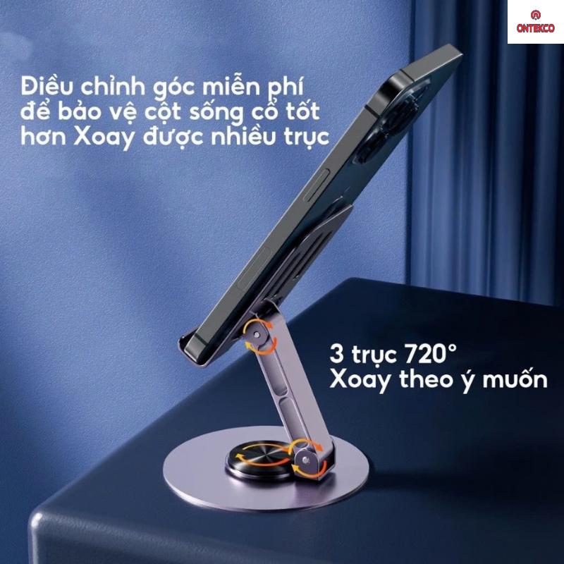 Product Introduction of Giá đỡ điện thoại , máy tính bảng chất liệu hợp kim nhôm đế xoay 360 độ,dưới đế có đệm cao su gọn gàng tiện nghi, decor bàn làm việc 13
