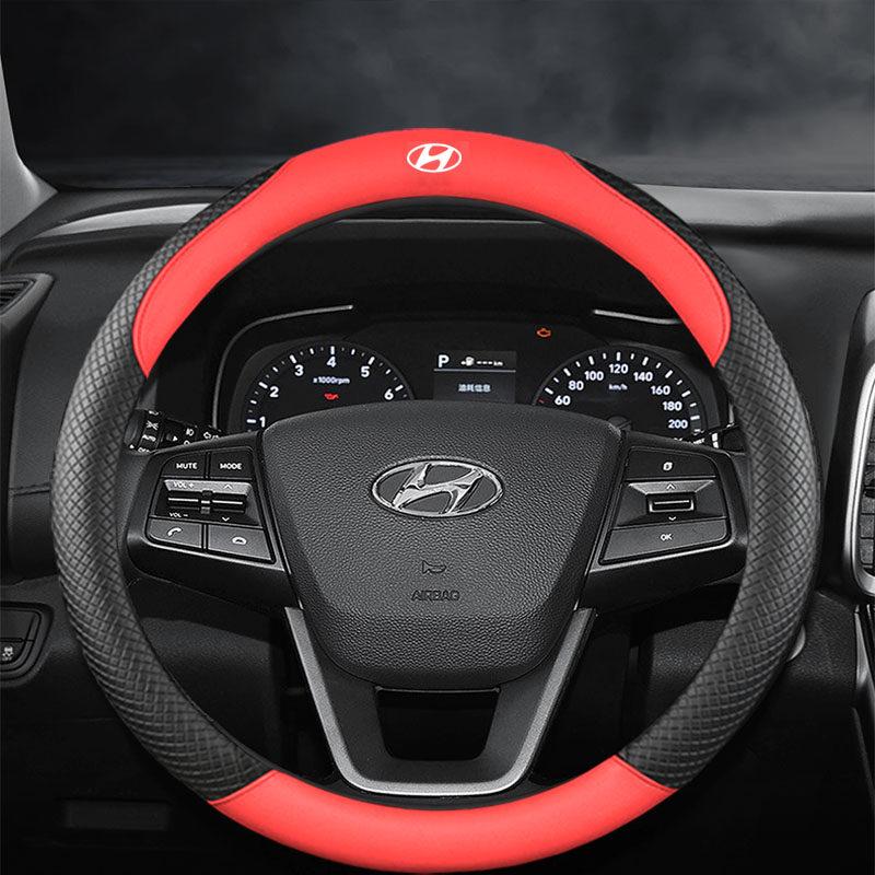 Product Introduction of 38CM/Hyundai Elantra Grand Starex Santa Fe Sonata Tucson Matrix Accent color matching breathable and anti-slip high-end steering wheel cover suitable for all seasons 6