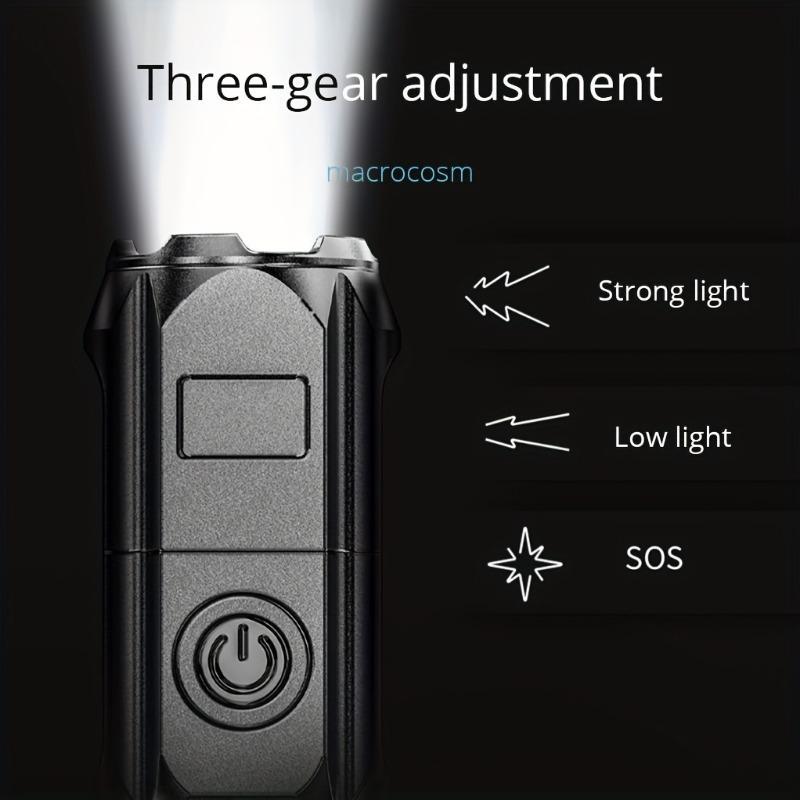 USB Rechargeable Zoomable Flashlight, Three-gear Adjustment Handheld Flashlights, LED Waterproof Flashlight For Outdoor Camping Emergency 6