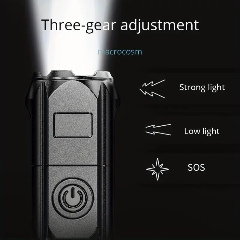USB Rechargeable Zoomable Flashlight, Three-gear Adjustment Handheld Flashlights, LED Waterproof Flashlight For Outdoor Camping Emergency 6