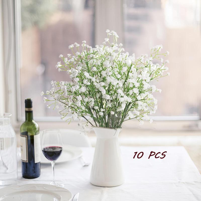 Baby's Breath Artificial Flower without Vase, 10/20pcs Faux Flower Bouquet, Decorative Flowers for Home Party Wedding Anniversary Festival 4