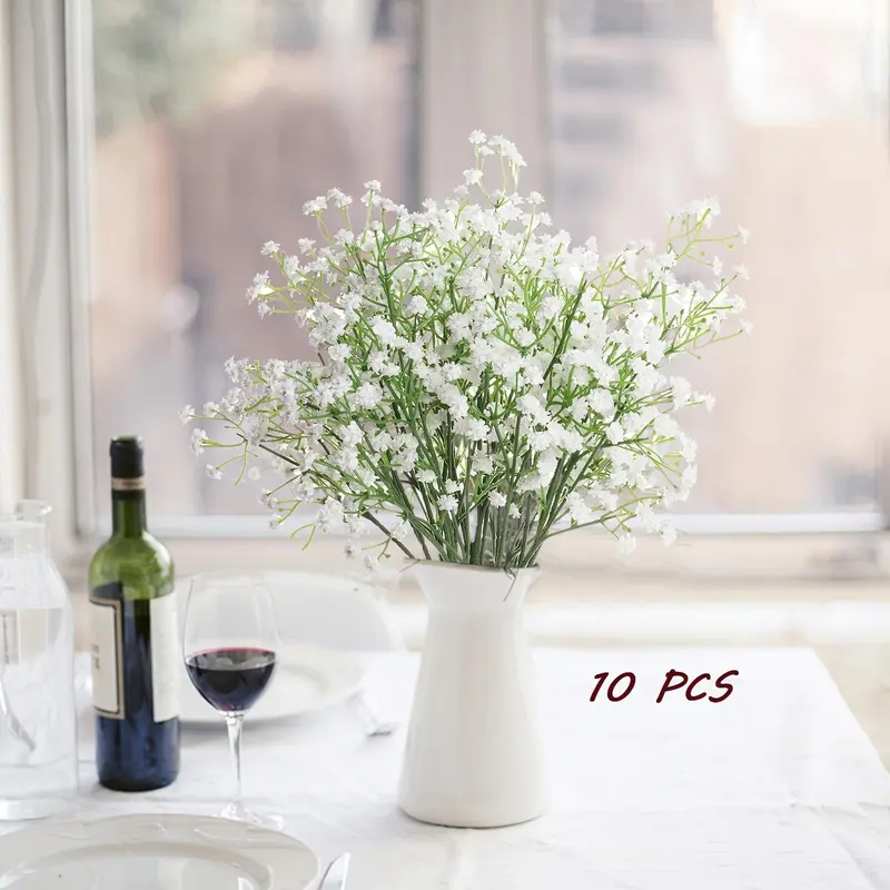 Baby's Breath Artificial Flower without Vase, 10/20pcs Faux Flower Bouquet, Decorative Flowers for Home Party Wedding Anniversary Festival 4