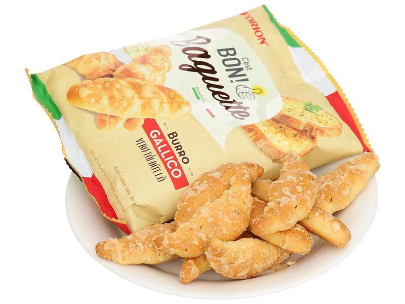 Bánh mì nướng giòn đút lò vị bơ tỏi C'est Bon Orion gói 108g Snack Ăn Vặt