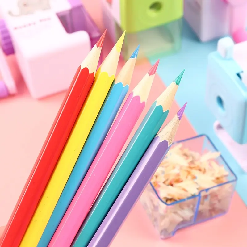 [READY] Aimilo Rautan Serutan Pensil Putar Gaya Kartun Sharpener Rautan Meja 4 Warna Plastik Pena Stationery 1