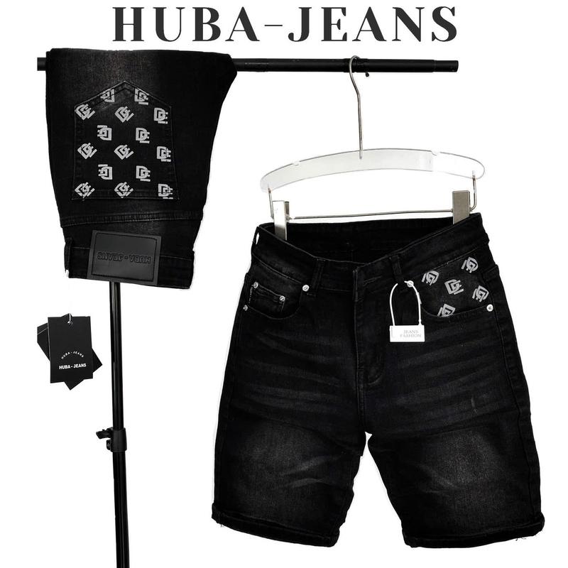 HUBA-JEANS Quần Jeans Nam Sort Đen Cao Cấp In Túi Slimfit Vải Denim Mềm Mịn Co Giãn Tốt Phù Hợp Đi Làm Hoặc Đi Chơi Có Bigsize 