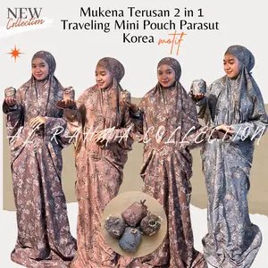 AL RAHMA - Mukena TERUSAN traveling Perasut Motif Dewasa Mini Pouch  Resleting 2in1 Jumbo