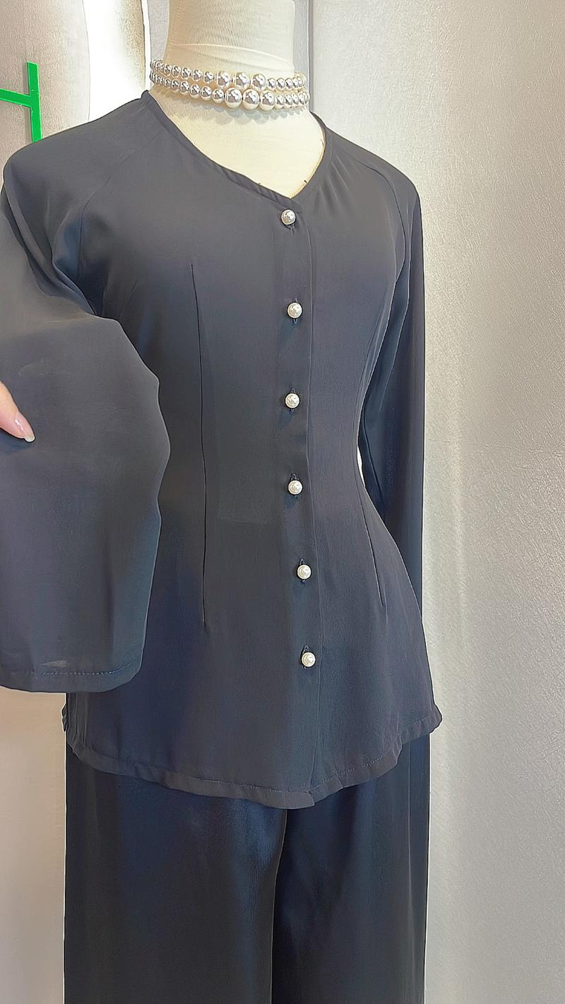 Product Introduction of B.A29 - Bộ Voan Cổ Tim Cài Nút Tay Dài Nhiều Màu  - Xưởng May Hân Nguyễn Nữ Áo Women Top 2