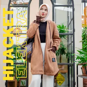 [NEW] Hijacket Elektra Brown - Jaket Muslimah Panjang | Outer Syar'i | Hoodie Tebal | Bahan Premium Cutton Flecee | Wanita Kekinian