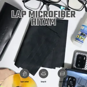 LAP MICROFIBER HITAM - Kain Pembersih Halus Tebal Optik Satuan Premium - Lensa, Kacamata, Layar, CD