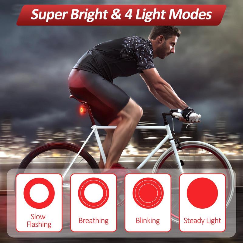 Smart Bike Tail Light, Bike Brake Light, Auto on/Off Anti Theft Bike Alarm with Remote, LED Rechargeable Bicycle Tail Light 4