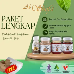 2 Madu Al Shofa 250gr & 1 Serbuk Zuriat 125gr & 1 Kurma Muda 65gr Free Kardus dan Bubble