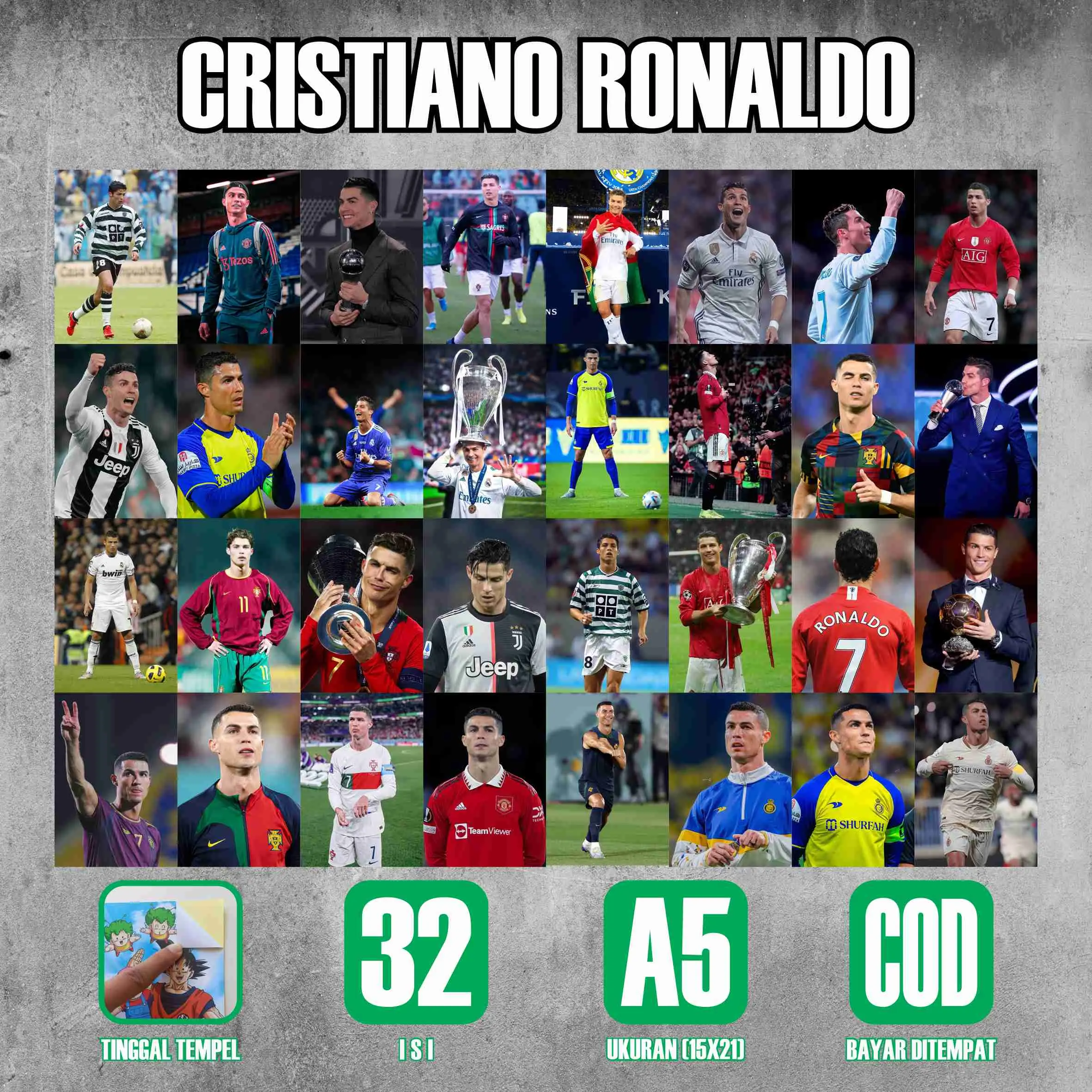 Poster Sticker Cristiano Ronaldo Isi 32 Lembar