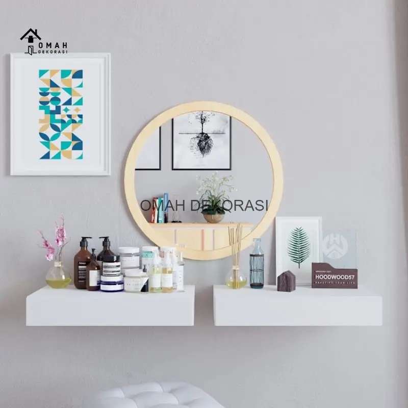 Rak Dinding Ambalan Laci Melayang Rak Laci Minimalis Tempat Penyimpanan Kosmetik Serbaguna [40x20cm] Putih