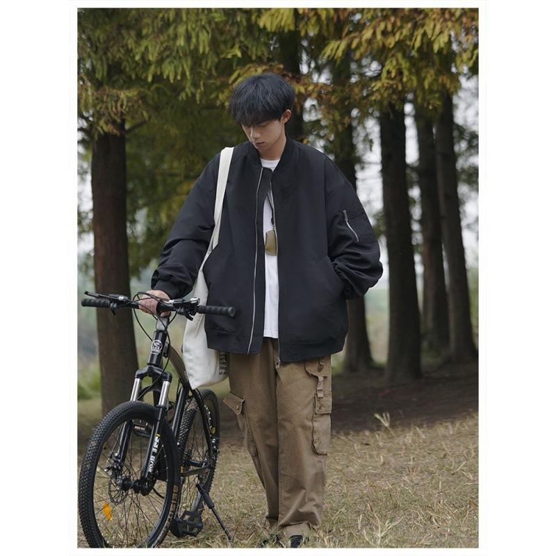 Áo Khoác Bomber, Phong Cách Cổ Điển Mỹ, Dành Cho Nam, Thích Hợp Cho Mùa Xuân Và Mùa Thu Menswear Jacket Nhung 3